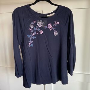 LOFT Floral embroidered top
